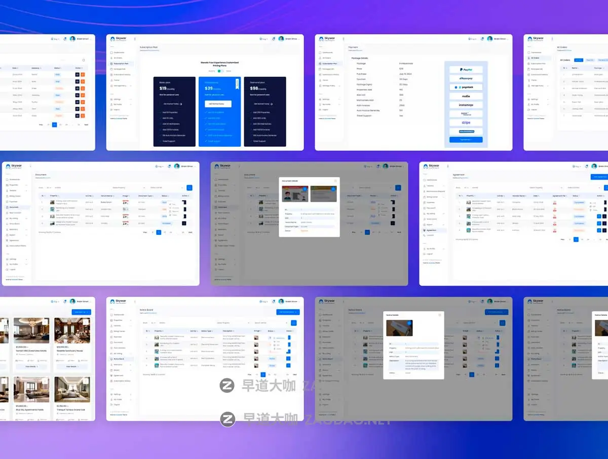 150+屏响应式房地产商场办公楼物业管理数据统计看板仪表盘web ui界面设计figma模板套件 Skywar – Complete Property Management System Ui Kit插图6 150+屏响应式房地产商场办公楼物业管理数据统计看板仪表盘web ui界面设计figma模板套件 Skywar – Complete Property Management System Ui Kit插图6
