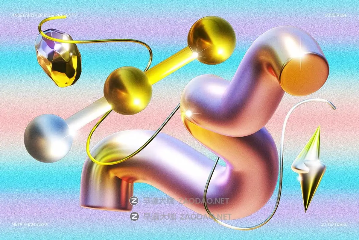 100款立体三维3D不规则金属几何未来科幻抽象图形PNG免扣设计素材 Angelainthefields – GOLD RUSH插图4 100款立体三维3D不规则金属几何未来科幻抽象图形PNG免扣设计素材 Angelainthefields – GOLD RUSH插图4