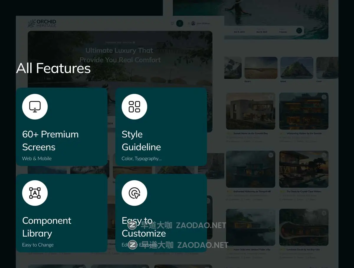 60+屏响应式酒店旅馆民宿房屋预订网站web ui界面设计figma模板套件素材 Orchid Heritage – Hotel Booking Website UI Kit插图1 60+屏响应式酒店旅馆民宿房屋预订网站web ui界面设计figma模板套件素材 Orchid Heritage – Hotel Booking Website UI Kit插图1