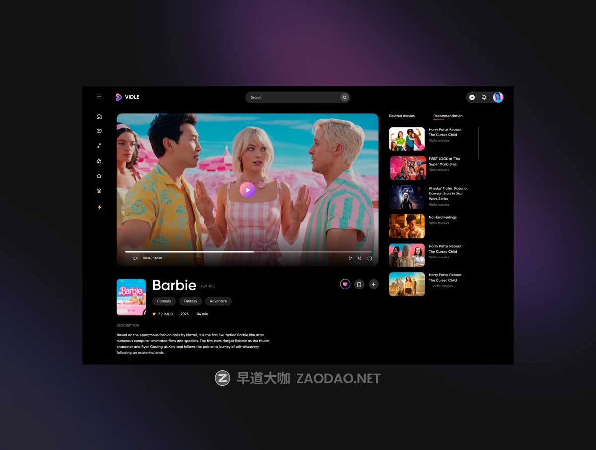16屏暗黑系在线电影电视剧流媒体音乐网站WEB UI界面设计Figma模板素材 Video streaming web插图6