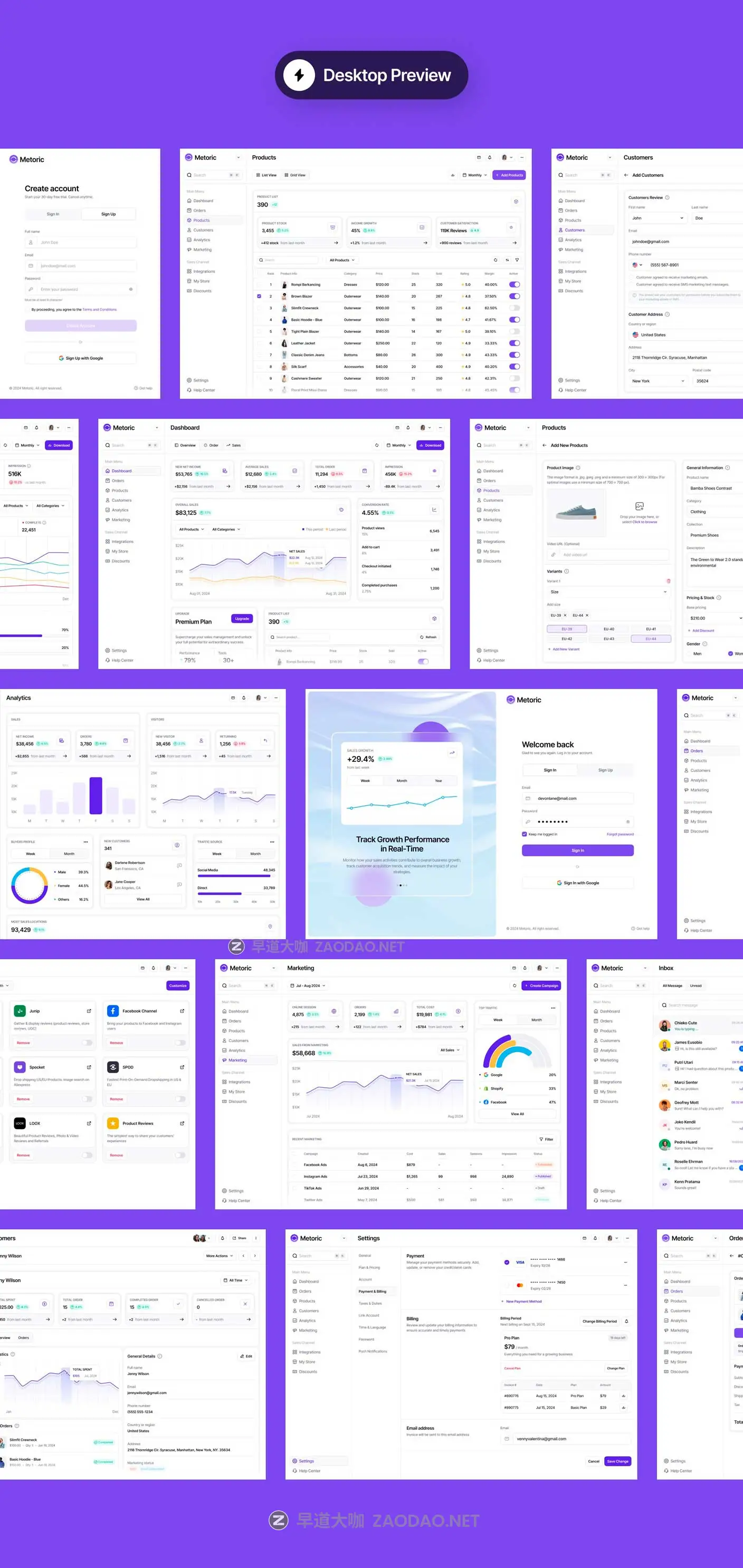 80+屏高级电商销售数据信息统计看板后台仪表盘UI界面设计Figma模板素材 Metoric – Sales Analytics Dashboard UI Kit插图7 80+屏高级电商销售数据信息统计看板后台仪表盘UI界面设计Figma模板素材 Metoric – Sales Analytics Dashboard UI Kit插图7