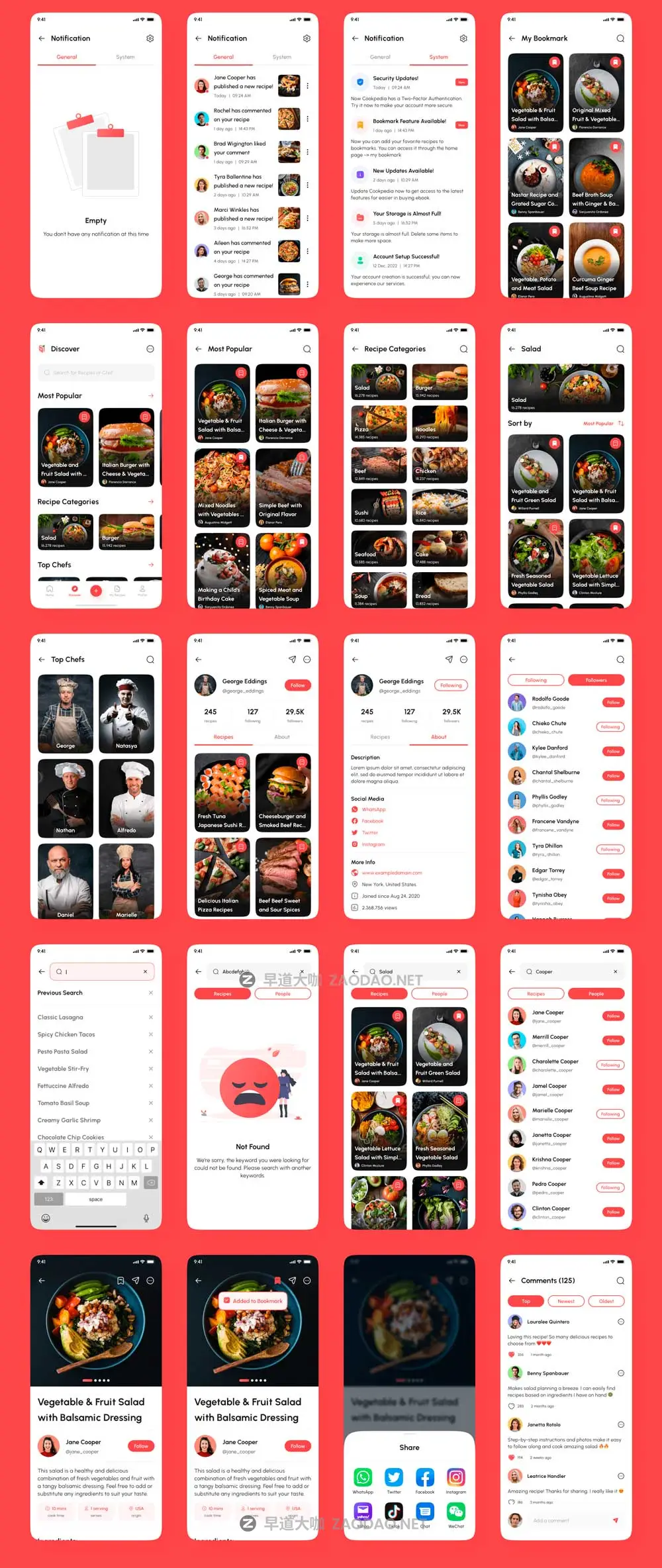 120+屏双配色食谱美食食物烹饪教学软件APP UI界面设计Figma模板套件 Cookpedia – Food Recipe App UI Kit插图10 120+屏双配色食谱美食食物烹饪教学软件APP UI界面设计Figma模板套件 Cookpedia – Food Recipe App UI Kit插图10