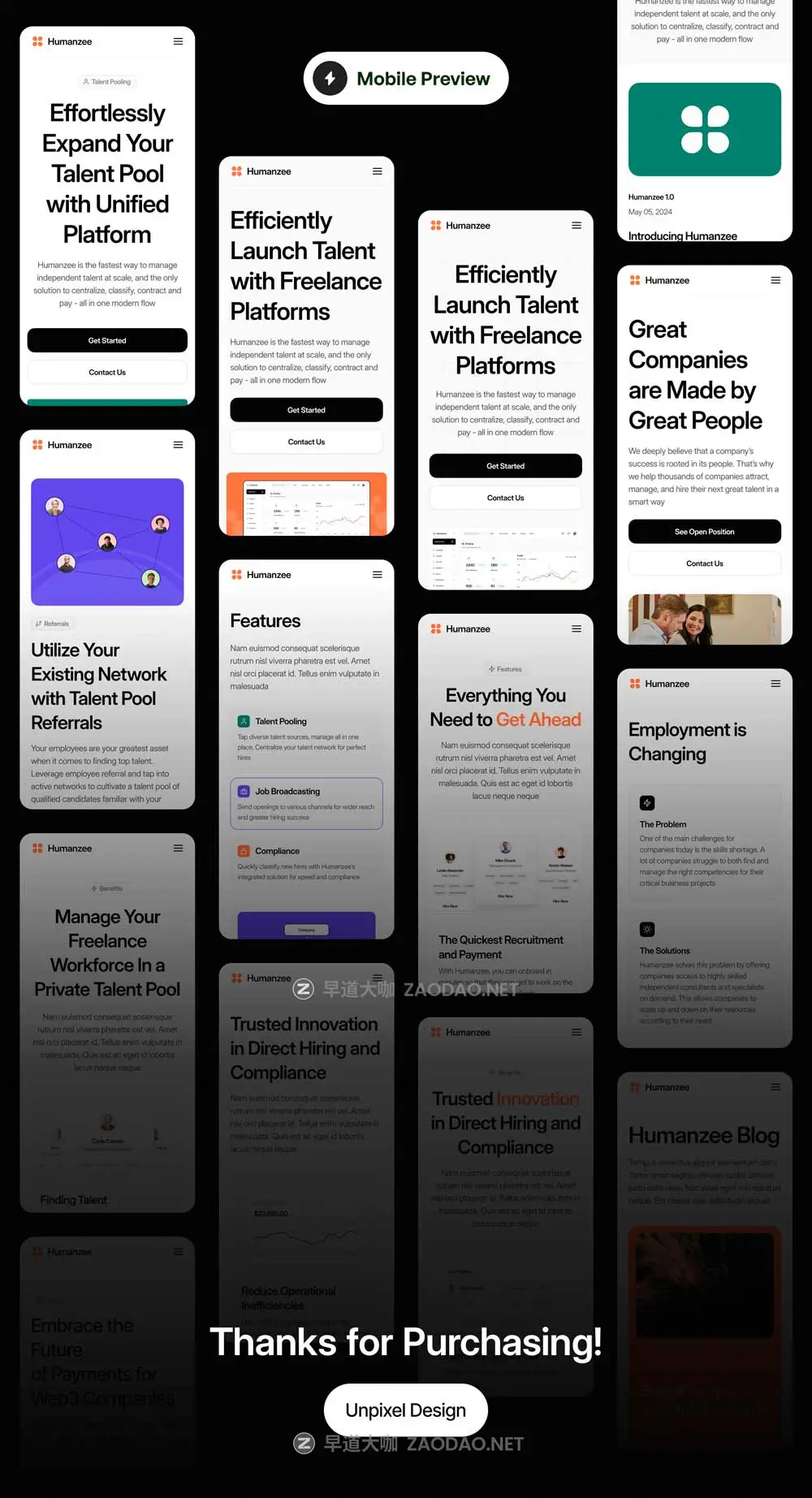 35+屏专业响应式HR人力资源网站WEB UI界面设计Figma模板套件 Humanzee – HR Solutions – Website Template UI Kit插图8 35+屏专业响应式HR人力资源网站WEB UI界面设计Figma模板套件 Humanzee – HR Solutions – Website Template UI Kit插图8
