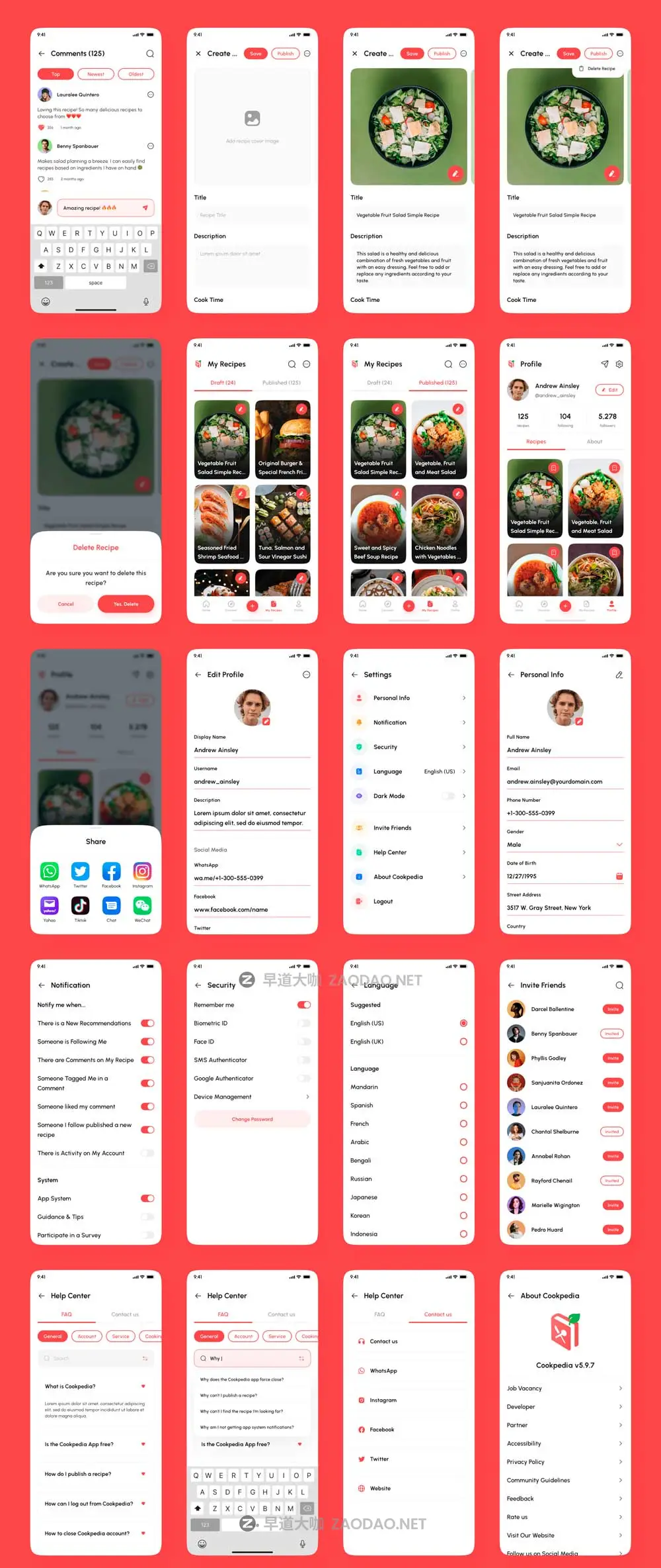 120+屏双配色食谱美食食物烹饪教学软件APP UI界面设计Figma模板套件 Cookpedia – Food Recipe App UI Kit插图12 120+屏双配色食谱美食食物烹饪教学软件APP UI界面设计Figma模板套件 Cookpedia – Food Recipe App UI Kit插图12