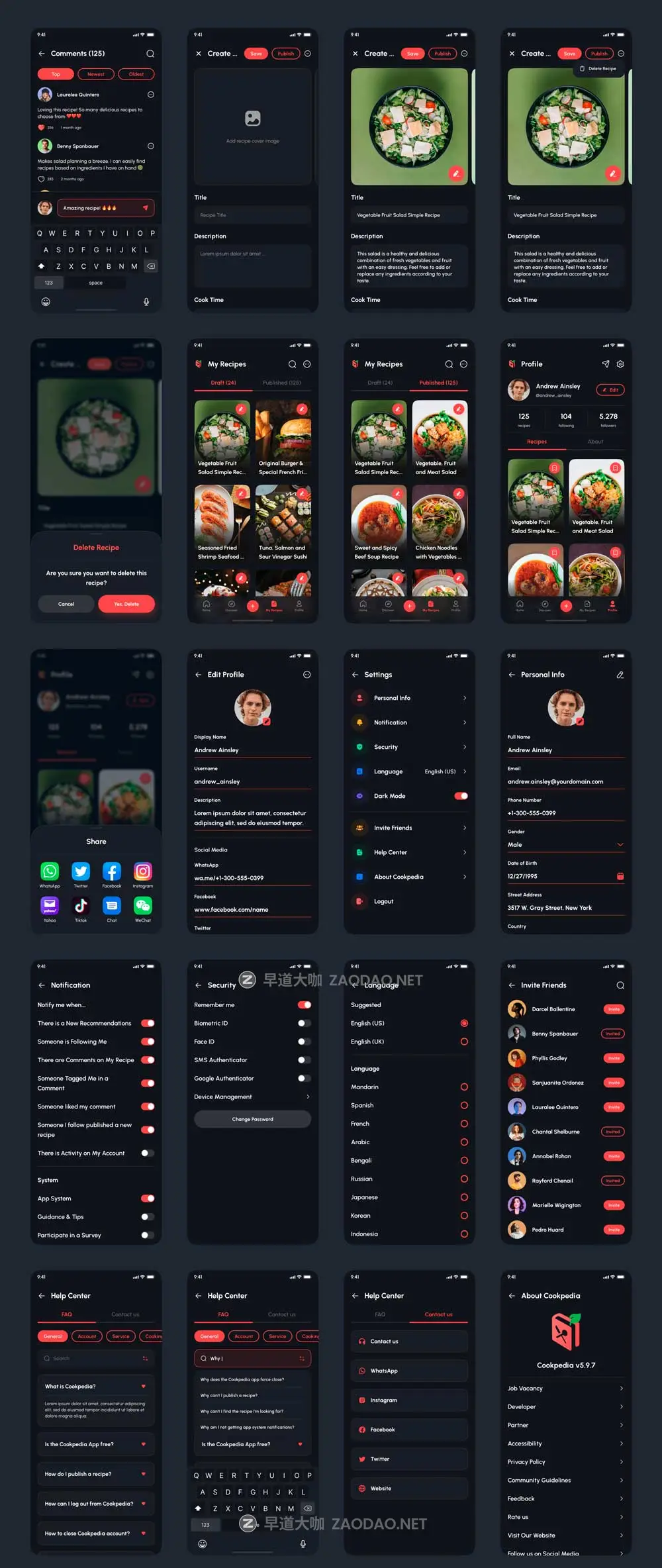 120+屏双配色食谱美食食物烹饪教学软件APP UI界面设计Figma模板套件 Cookpedia – Food Recipe App UI Kit插图15 120+屏双配色食谱美食食物烹饪教学软件APP UI界面设计Figma模板套件 Cookpedia – Food Recipe App UI Kit插图15