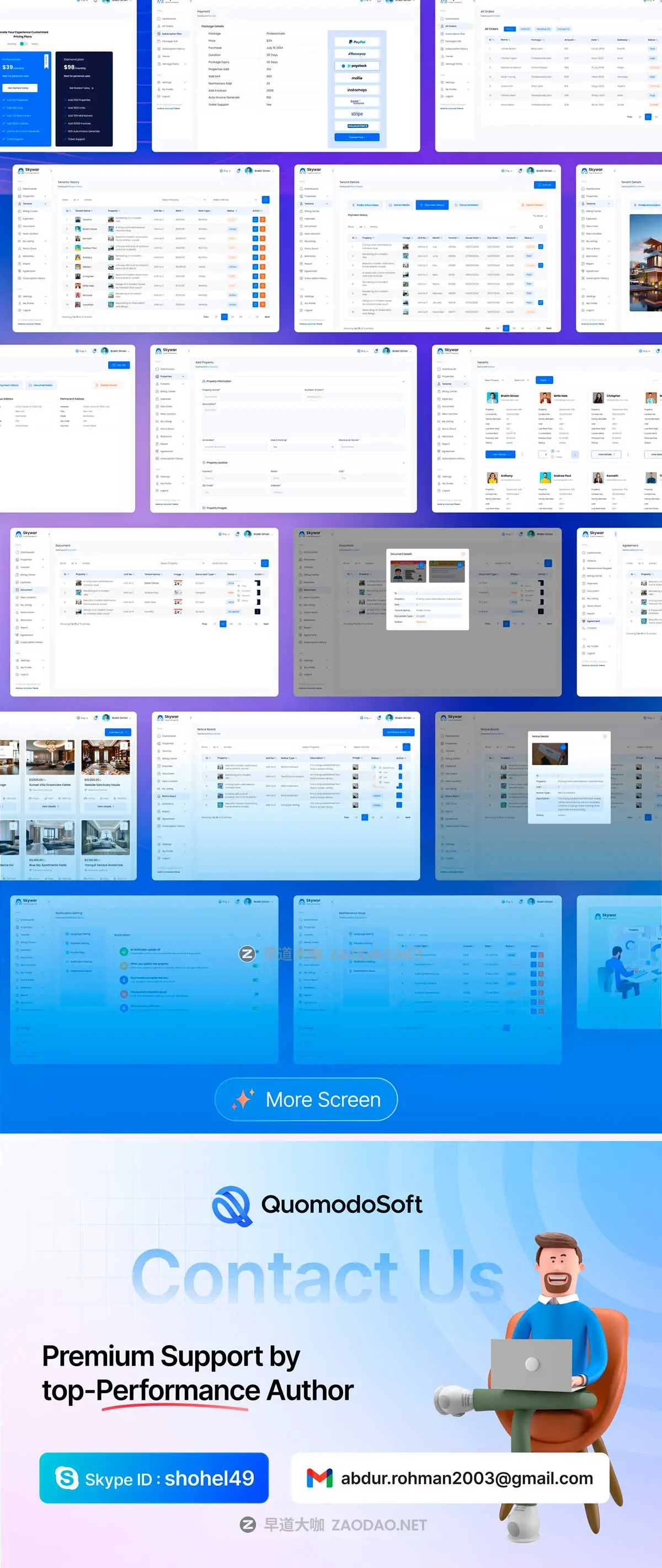 150+屏响应式房地产商场办公楼物业管理数据统计看板仪表盘web ui界面设计figma模板套件 Skywar – Complete Property Management System Ui Kit插图10 150+屏响应式房地产商场办公楼物业管理数据统计看板仪表盘web ui界面设计figma模板套件 Skywar – Complete Property Management System Ui Kit插图10