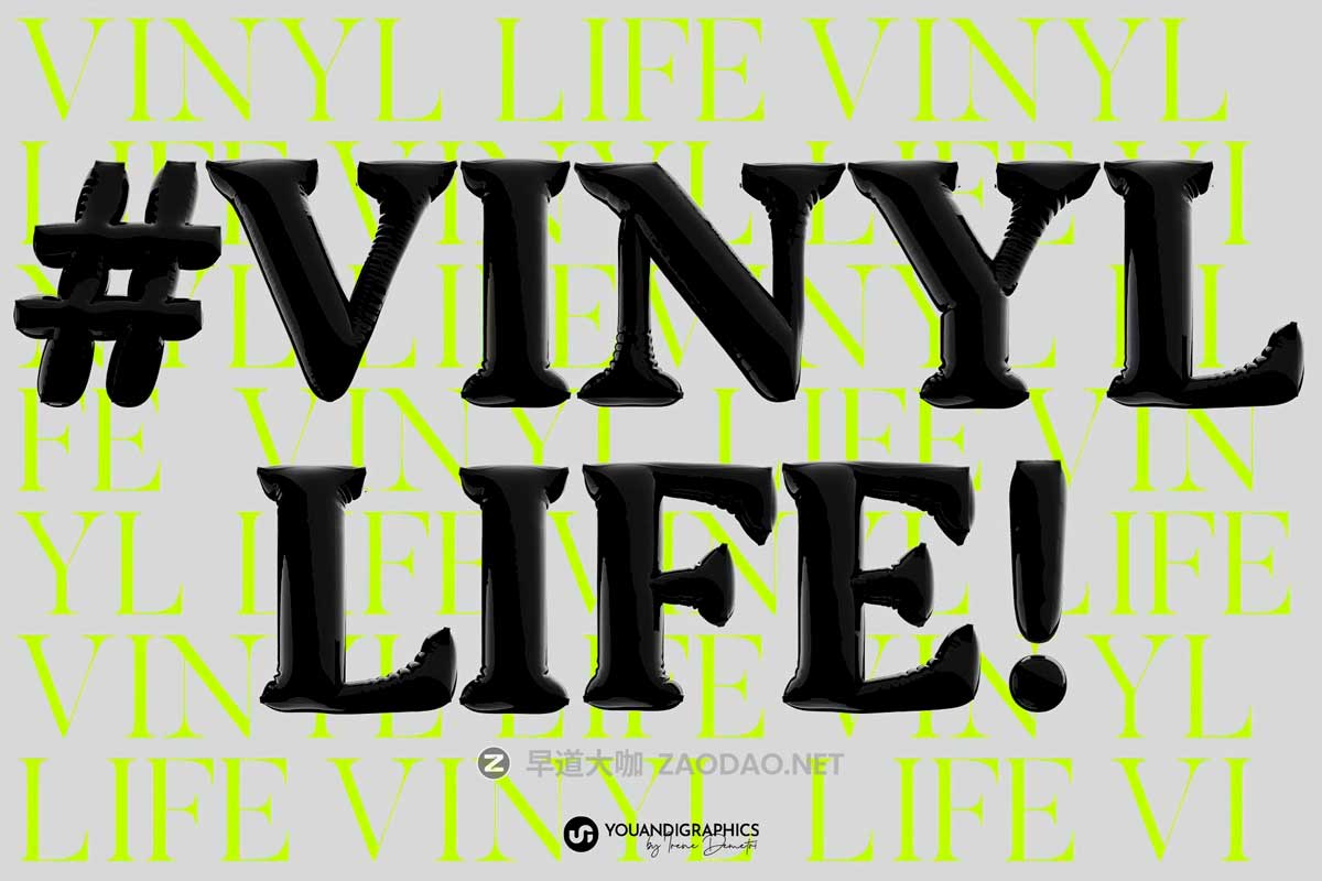 复古Y2K风黑色气球质感胖乎乎泡泡字母数字符号PNG免抠图设计素材 Latex 3D Lettering Set插图11