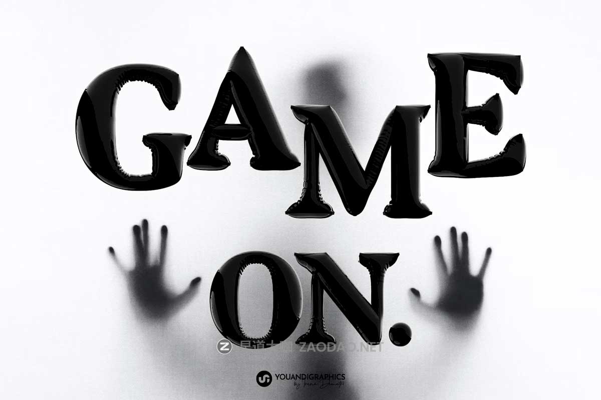 复古Y2K风黑色气球质感胖乎乎泡泡字母数字符号PNG免抠图设计素材 Latex 3D Lettering Set插图7