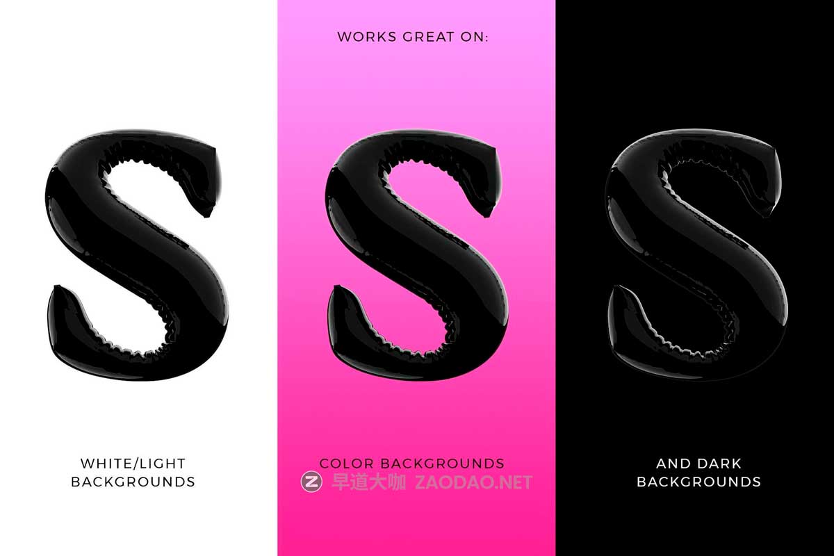 复古Y2K风黑色气球质感胖乎乎泡泡字母数字符号PNG免抠图设计素材 Latex 3D Lettering Set插图5