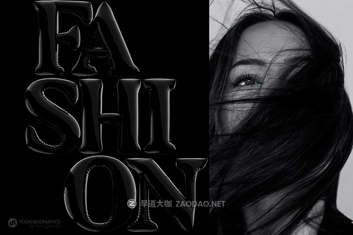 复古Y2K风黑色气球质感胖乎乎泡泡字母数字符号PNG免抠图设计素材 Latex 3D Lettering Set插图4