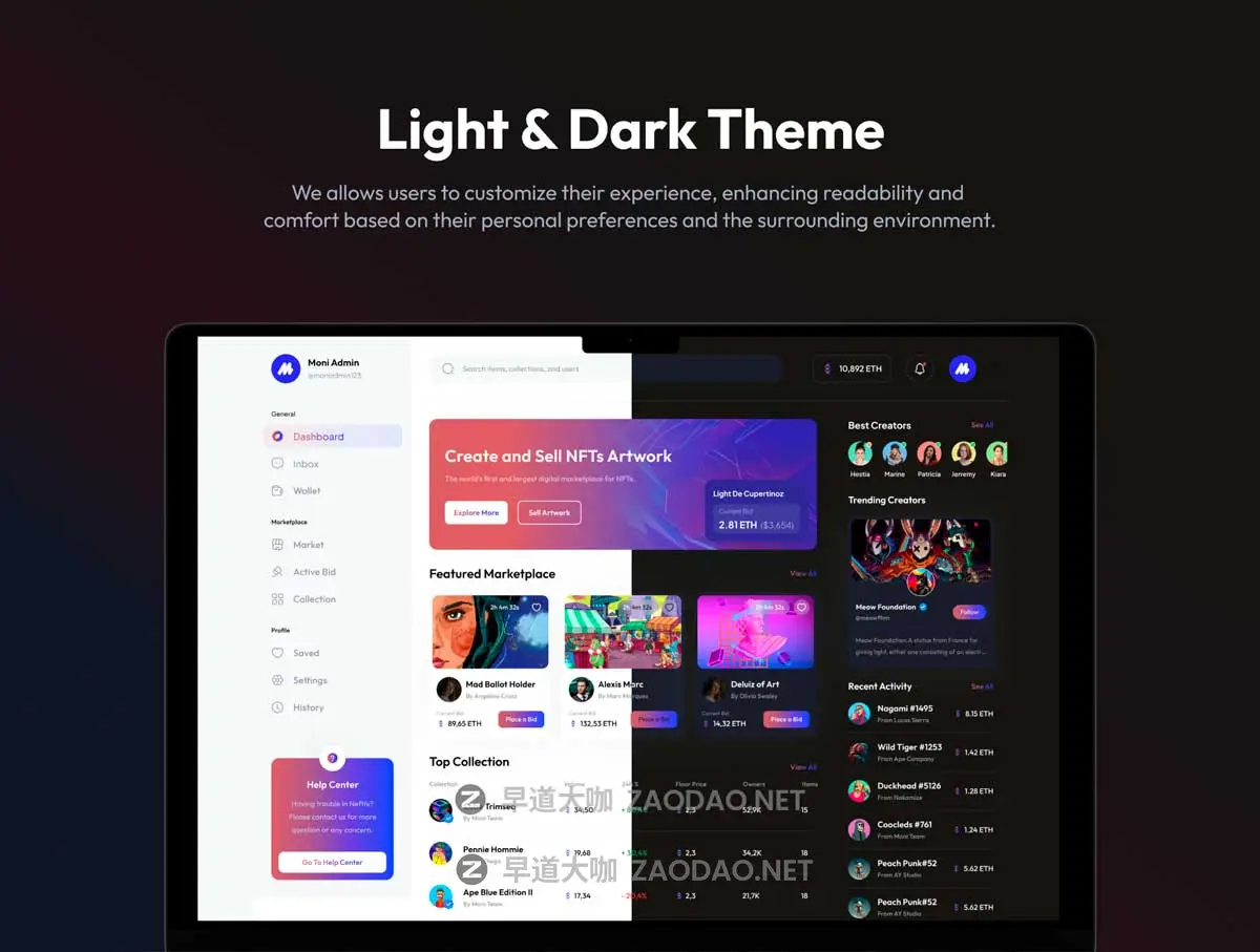 60+屏高级暗黑系NFT虚拟物品交易仪表盘WEB UI界面设计Figma模板套件 Nefthi – NFT Dashboard UI Kit插图3 60+屏高级暗黑系NFT虚拟物品交易仪表盘WEB UI界面设计Figma模板套件 Nefthi – NFT Dashboard UI Kit插图3