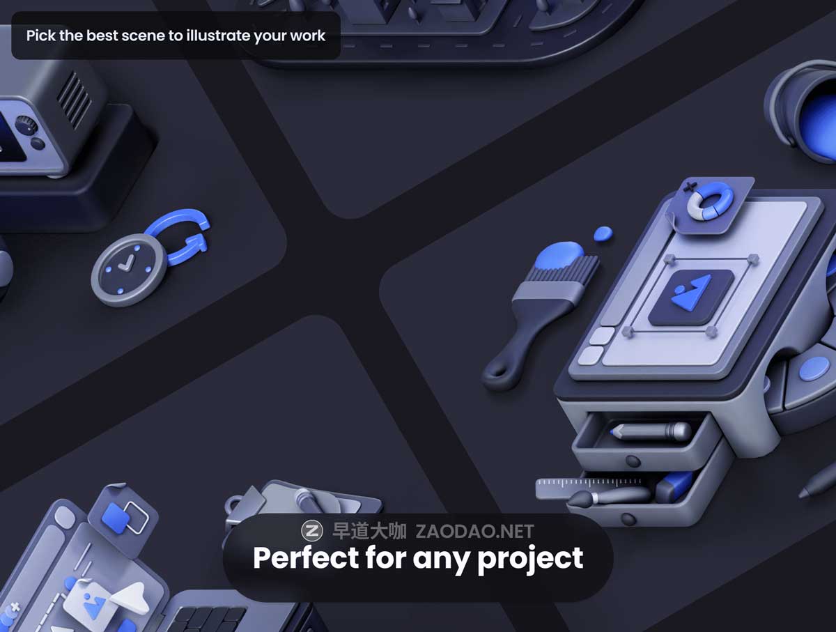 45款未来科技电脑手机手表游戏手柄3D插图图标Blender/Figma/PNG格式素材 Nudge Vol.1 – Isometric Illustration插图3