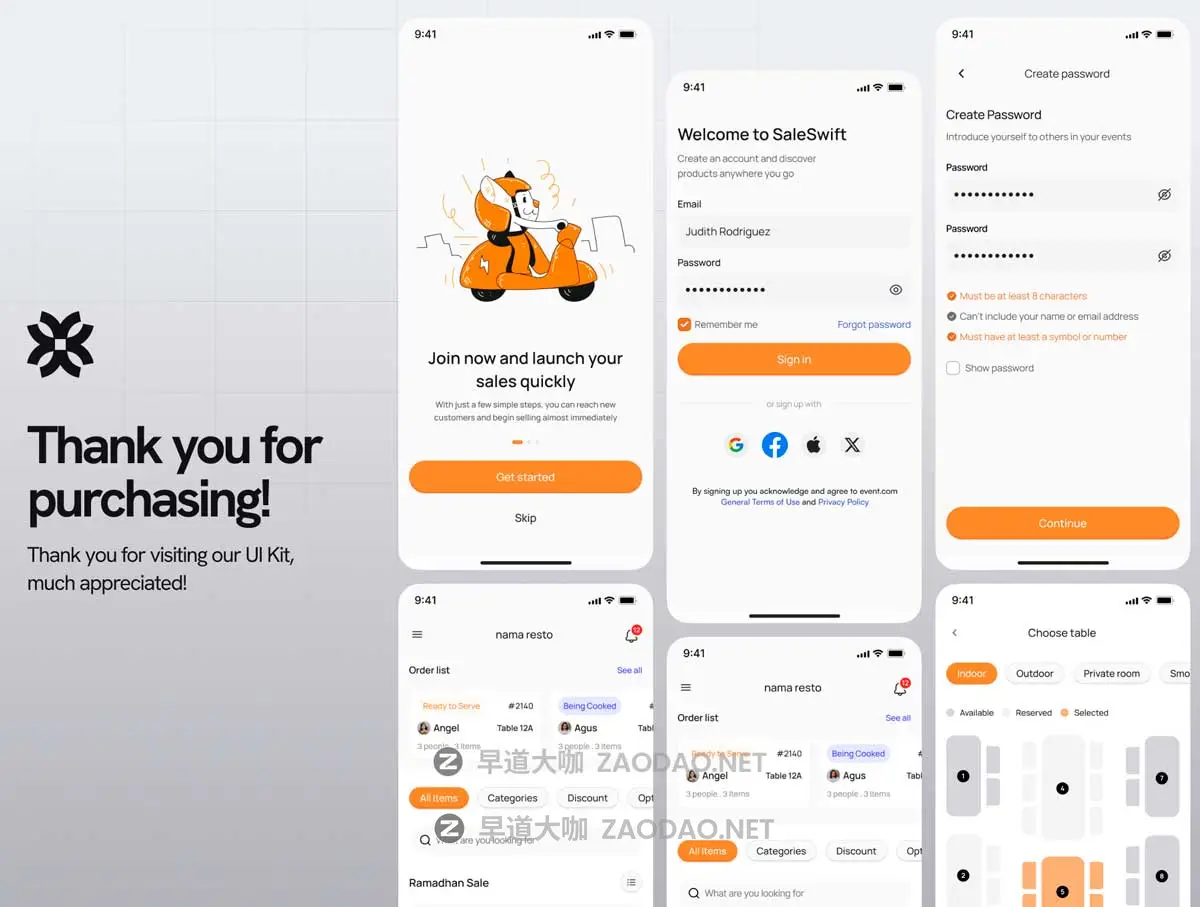 80+屏时尚现代餐厅美食预订外卖送餐软件APP UI界面设计Figma模板套件 SALESWIFT – Point of Sale (POS) UI Kit插图6 80+屏时尚现代餐厅美食预订外卖送餐软件APP UI界面设计Figma模板套件 SALESWIFT – Point of Sale (POS) UI Kit插图6