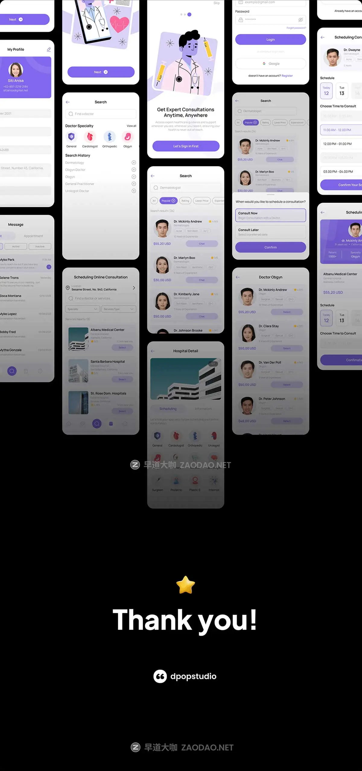 40+屏双配色医疗保健健康医院软件APP UI界面设计Figma模板套件 GoDoc – Health Care App Mobile UI KIT插图8 40+屏双配色医疗保健健康医院软件APP UI界面设计Figma模板套件 GoDoc – Health Care App Mobile UI KIT插图8