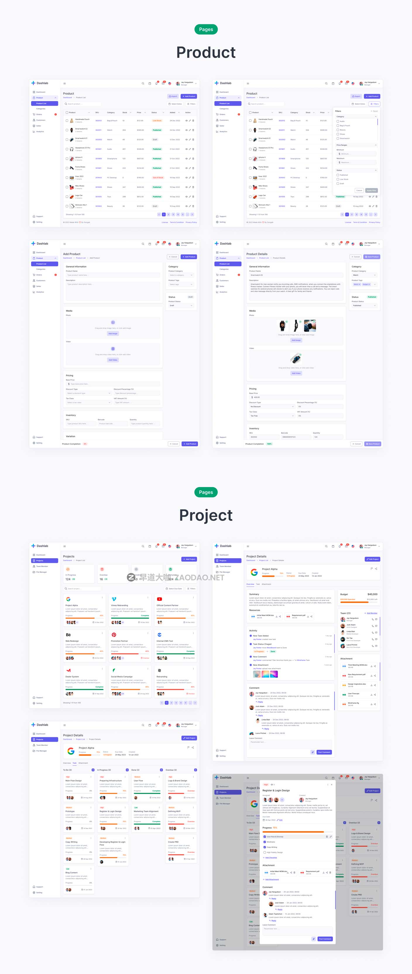 66屏现代极简电商数据统计仪表盘界面WEB UI设计Figma模板套件素材 Dashlab Dashboard UI Kit插图8
