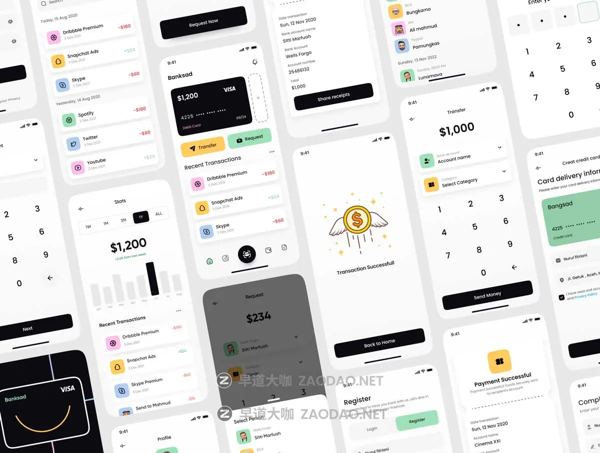 50+屏时尚财务管理金融理财电子钱包APP UI界面设计Figma模板套件素材 Banksad – Finance Mobile App UI Kit插图5 50+屏时尚财务管理金融理财电子钱包APP UI界面设计Figma模板套件素材 Banksad – Finance Mobile App UI Kit插图5