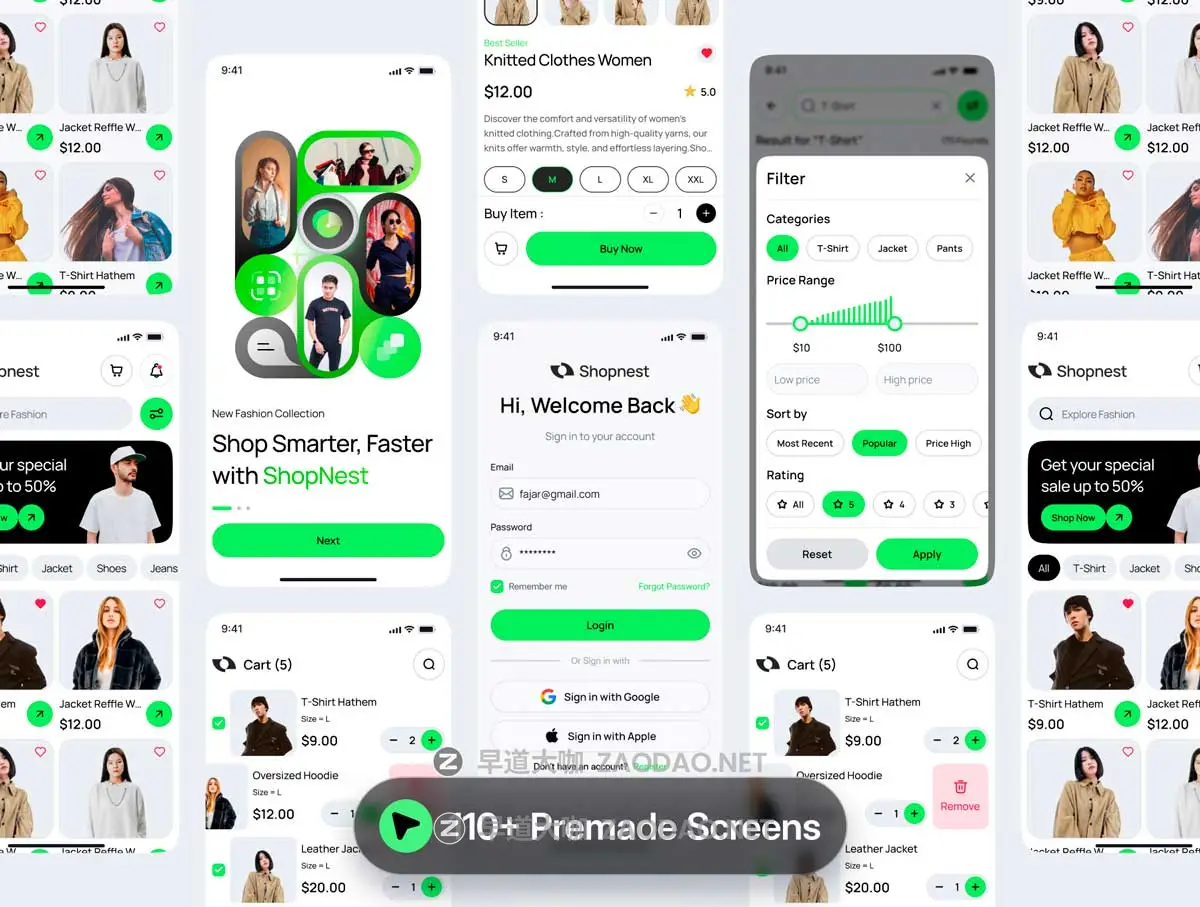 110+屏时尚双配色时装服装电商商城购物APP UI界面设计Figma模板套件素材 Shopnest – Ecommerce Mobile App UI Kit插图1 110+屏时尚双配色时装服装电商商城购物APP UI界面设计Figma模板套件素材 Shopnest – Ecommerce Mobile App UI Kit插图1