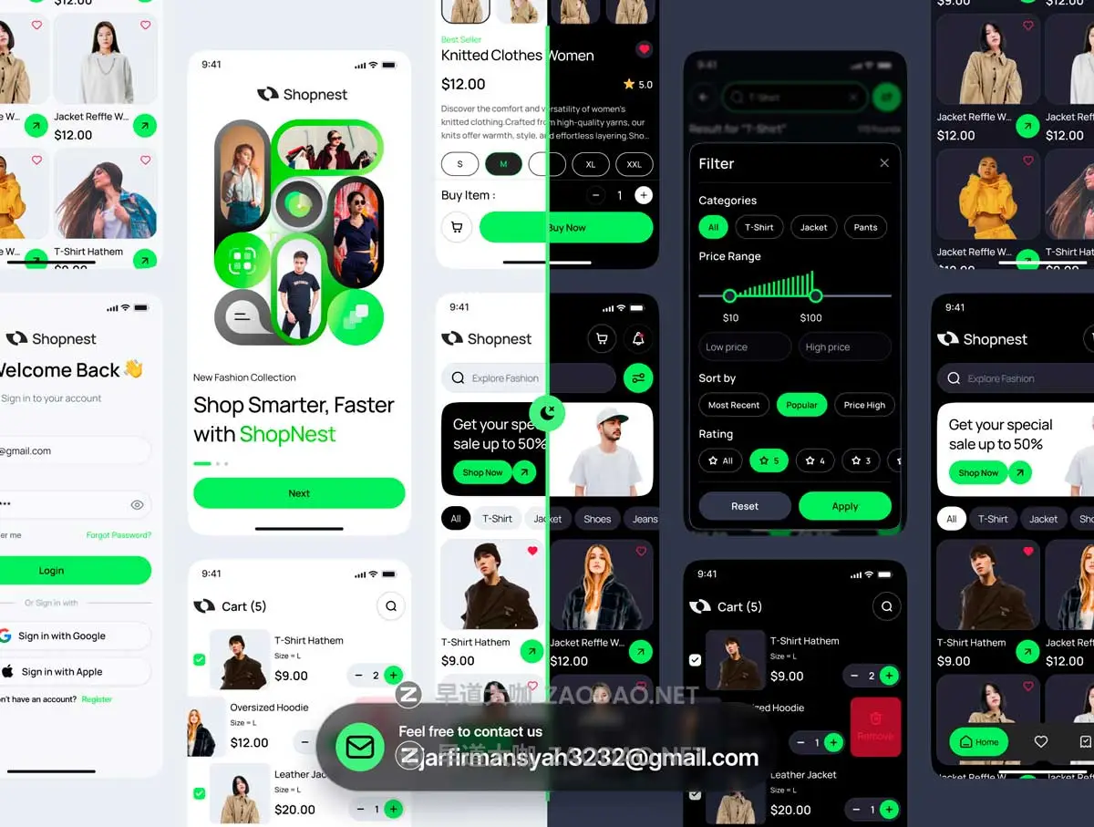 110+屏时尚双配色时装服装电商商城购物APP UI界面设计Figma模板套件素材 Shopnest – Ecommerce Mobile App UI Kit插图5 110+屏时尚双配色时装服装电商商城购物APP UI界面设计Figma模板套件素材 Shopnest – Ecommerce Mobile App UI Kit插图5