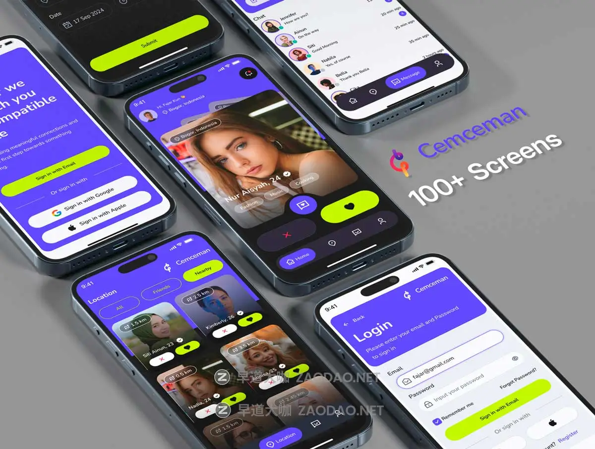 100+屏双配色时尚约会交友社交流媒体APP UI界面设计Figma模板套件 Cemceman – Dating & Social Mobile App UI Kit插图7 100+屏双配色时尚约会交友社交流媒体APP UI界面设计Figma模板套件 Cemceman – Dating & Social Mobile App UI Kit插图7