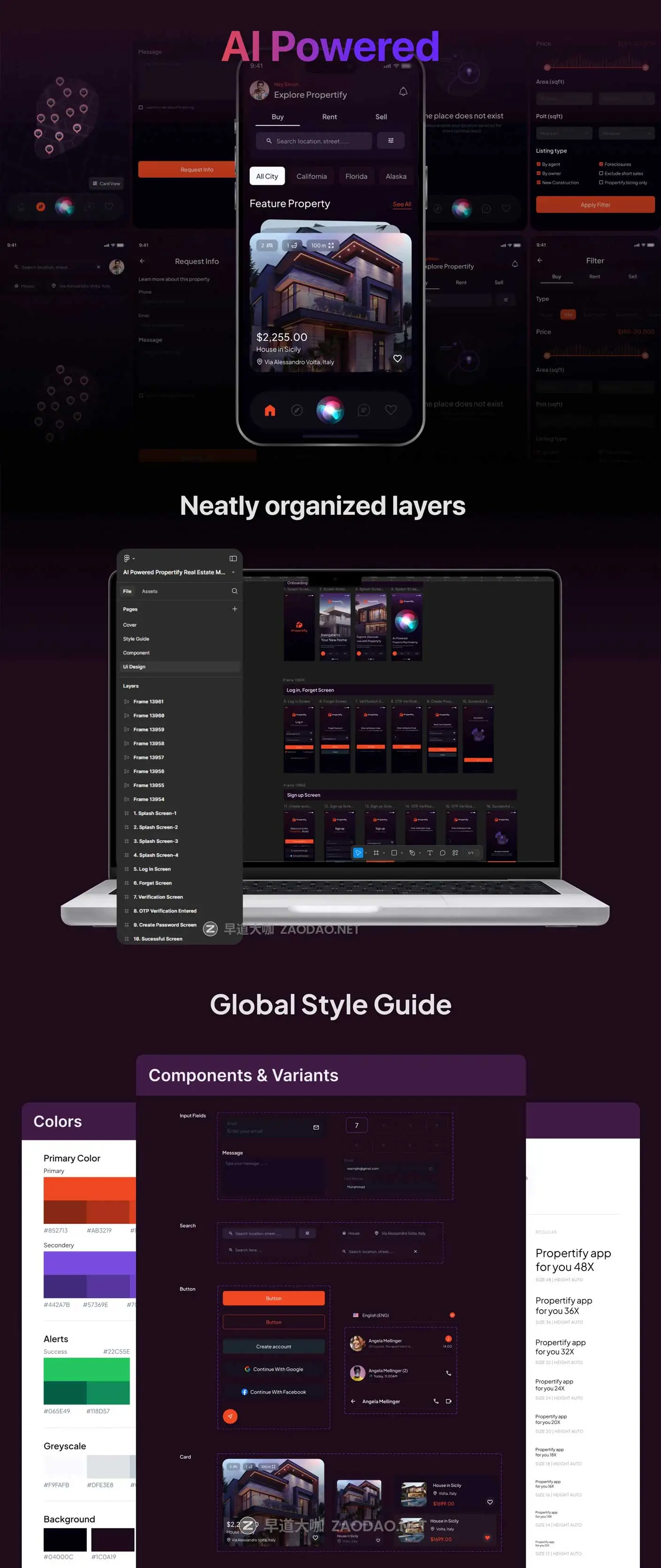 45+屏高级双配色Ai智能房地产房屋出售租赁软件APP UI界面设计Figma模板 Ai Powered Propertify Real Estate Marketplace App UI Kit插图7 45+屏高级双配色Ai智能房地产房屋出售租赁软件APP UI界面设计Figma模板 Ai Powered Propertify Real Estate Marketplace App UI Kit插图7