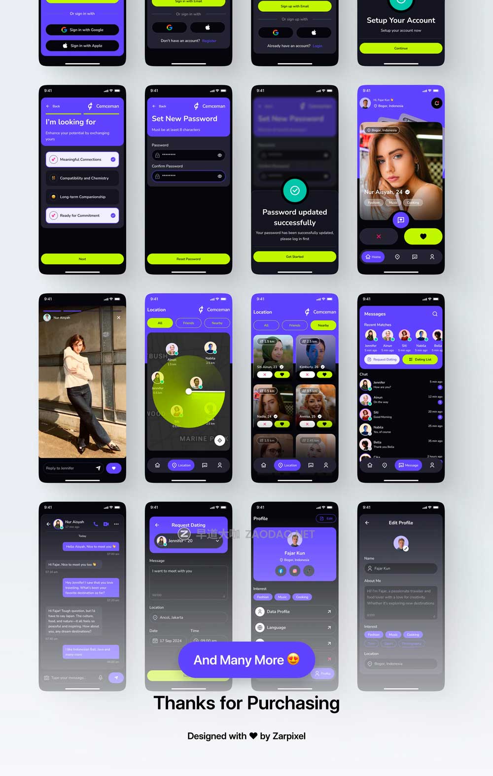 100+屏双配色时尚约会交友社交流媒体APP UI界面设计Figma模板套件 Cemceman – Dating & Social Mobile App UI Kit插图10 100+屏双配色时尚约会交友社交流媒体APP UI界面设计Figma模板套件 Cemceman – Dating & Social Mobile App UI Kit插图10