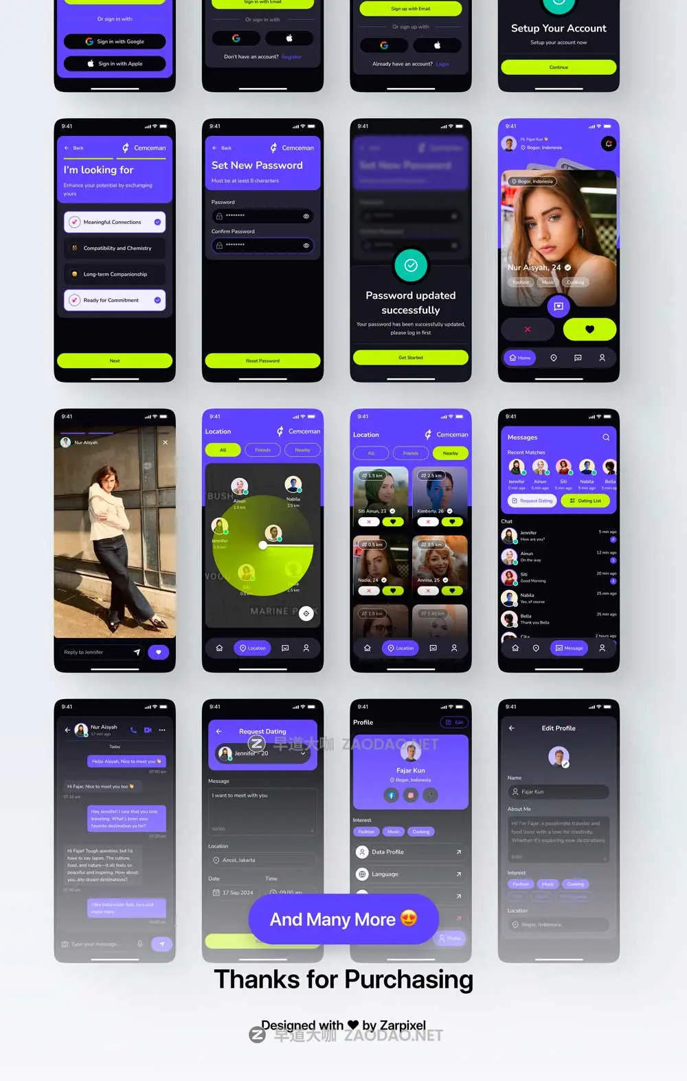 100+屏双配色时尚约会交友社交流媒体APP UI界面设计Figma模板套件 Cemceman – Dating & Social Mobile App UI Kit插图10 100+屏双配色时尚约会交友社交流媒体APP UI界面设计Figma模板套件 Cemceman – Dating & Social Mobile App UI Kit插图10
