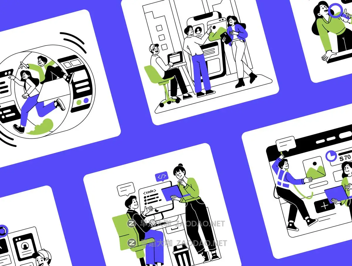 10款创意白领办公室协作办公场景插图插画Ai/Figma矢量设计素材 Developer Club Illustration Pack插图1 10款创意白领办公室协作办公场景插图插画Ai/Figma矢量设计素材 Developer Club Illustration Pack插图1