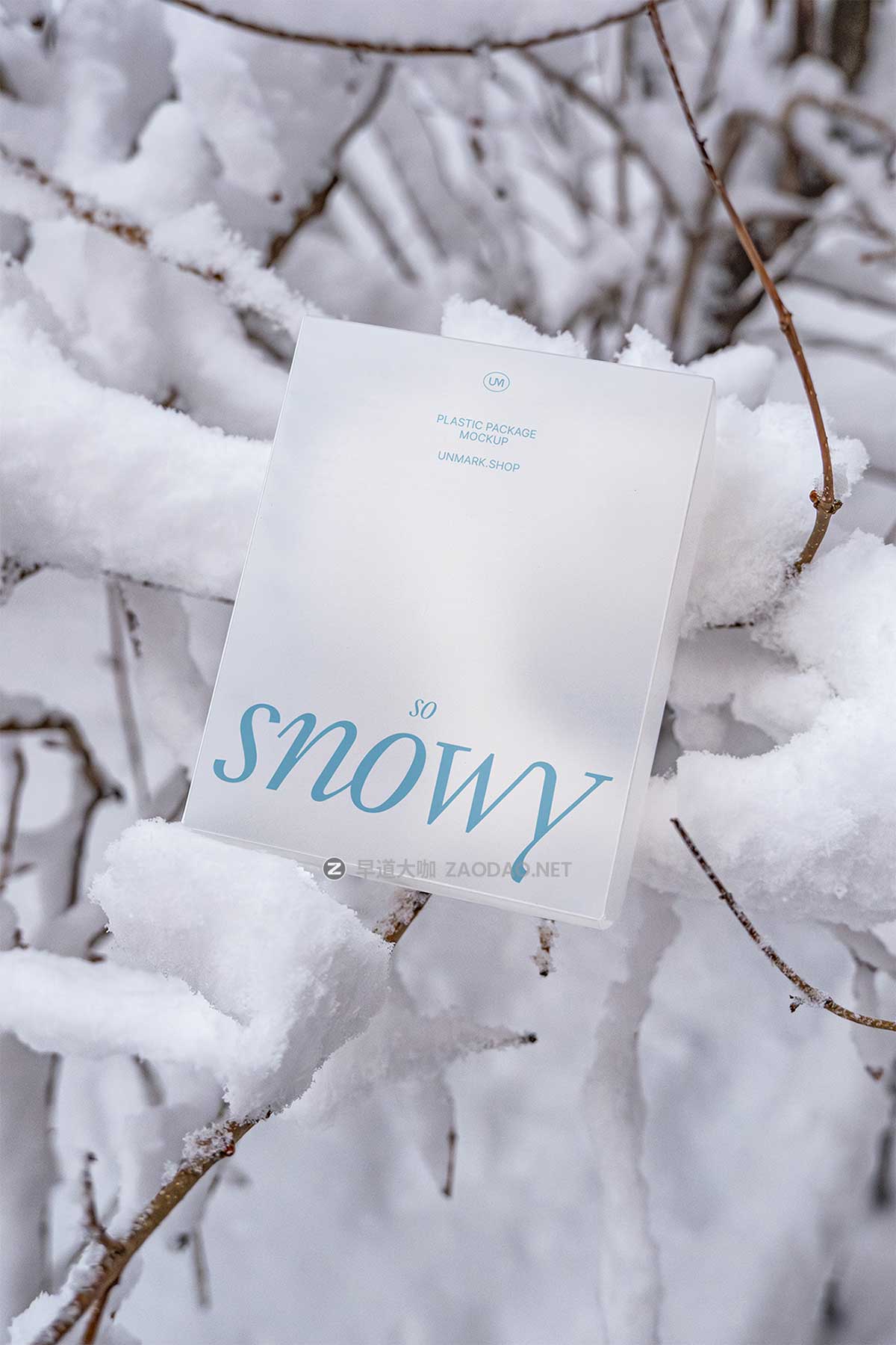 7款雪地雪景场景名片帆布袋毛线帽子包装盒VI展示PS贴图样机模板 So Snowy Collection插图5