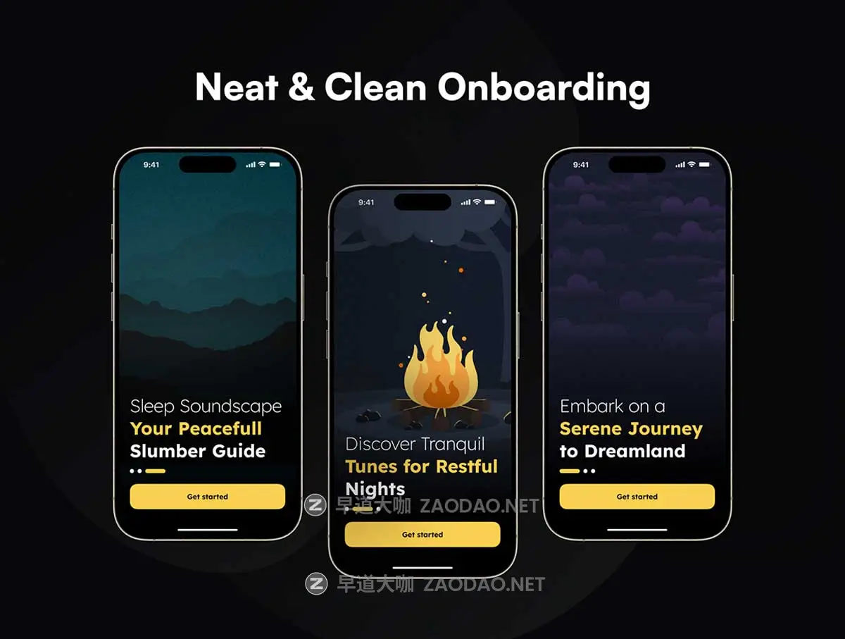 140+屏双配色睡眠音乐计时器跟踪器应用程序APP UI界面设计Figma模板 Sleepy – Sleep Soundscape App插图7 140+屏双配色睡眠音乐计时器跟踪器应用程序APP UI界面设计Figma模板 Sleepy – Sleep Soundscape App插图7