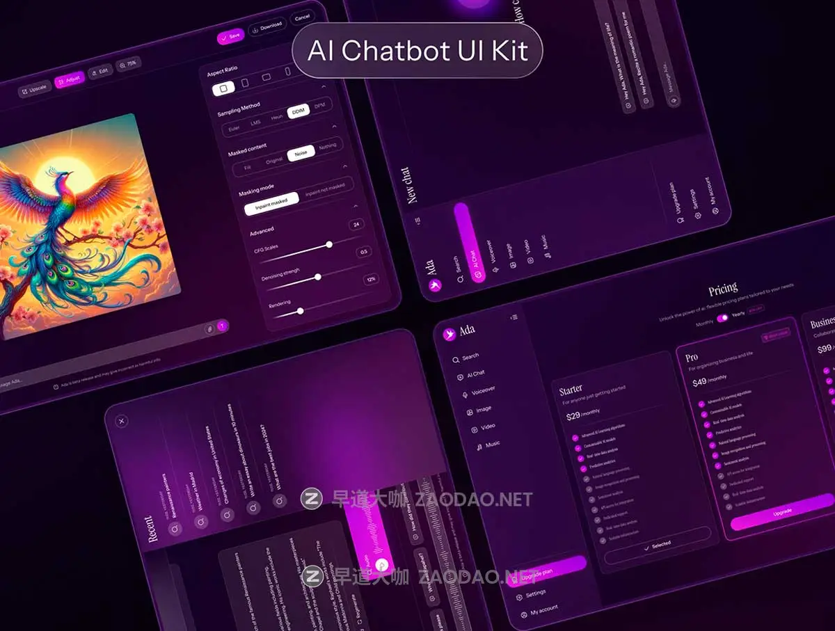 84屏响应式AI智能搜索图像图片视频生成器网站WEB UI界面设计Figma模板套件 Ada UI Kit插图1 84屏响应式AI智能搜索图像图片视频生成器网站WEB UI界面设计Figma模板套件 Ada UI Kit插图1