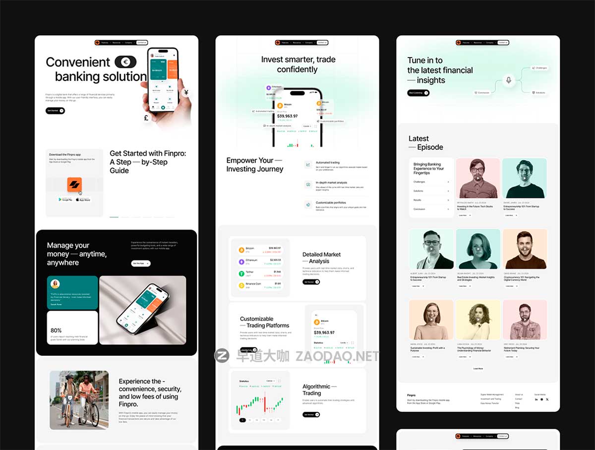 40+屏响应式SaaS数字银行服务网站WEB UI界面设计Figma模板+源码素材 Finpro – Creative Asset Bundle插图7