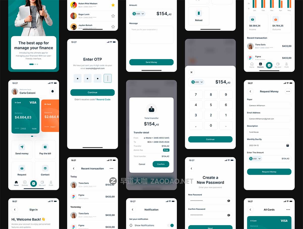 40+屏响应式SaaS数字银行服务网站WEB UI界面设计Figma模板+源码素材 Finpro – Creative Asset Bundle插图6