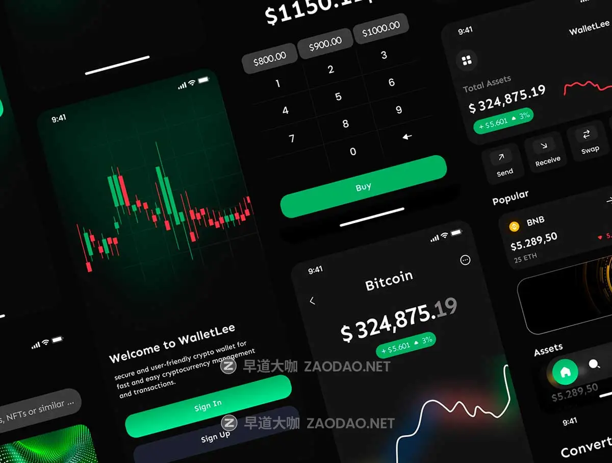 18屏暗黑系金融理财股票基金加密钱包APP UI界面设计Figma模板套件 Crypto Wallet Premium UI Kits App插图3 18屏暗黑系金融理财股票基金加密钱包APP UI界面设计Figma模板套件 Crypto Wallet Premium UI Kits App插图3