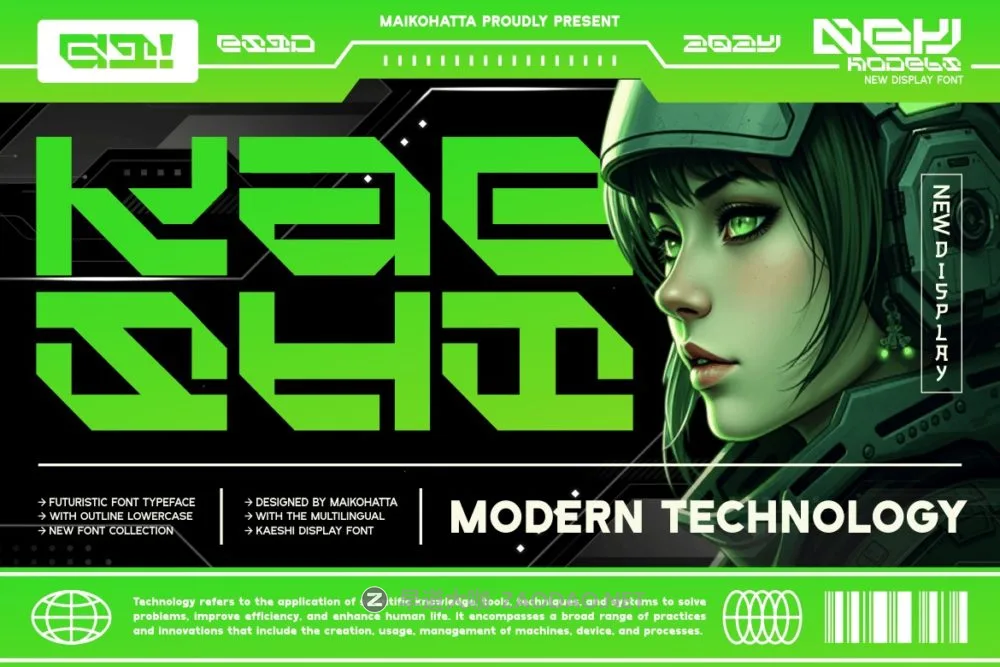 未来科幻赛博朋克机能电竞游戏潮牌海报装饰英文字体 Kaeshi – Modern Techno Typeface插图 未来科幻赛博朋克机能电竞游戏潮牌海报装饰英文字体 Kaeshi – Modern Techno Typeface插图