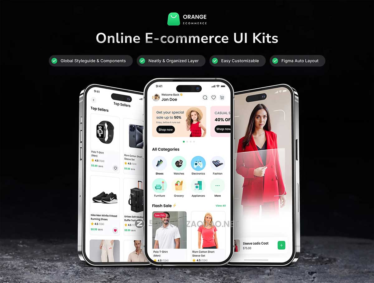 40+屏时尚在线购物电子商城商店应用程序APP UI界面设计Figma模板 Online E-Commerce Mobile App UI Design插图5