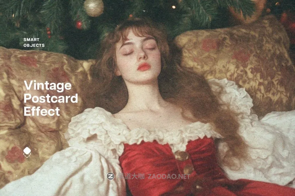 复古圣诞节明信片老式照片效果ps特效滤镜样机 Vintage Postcard Effect插图 复古圣诞节明信片老式照片效果ps特效滤镜样机 Vintage Postcard Effect插图