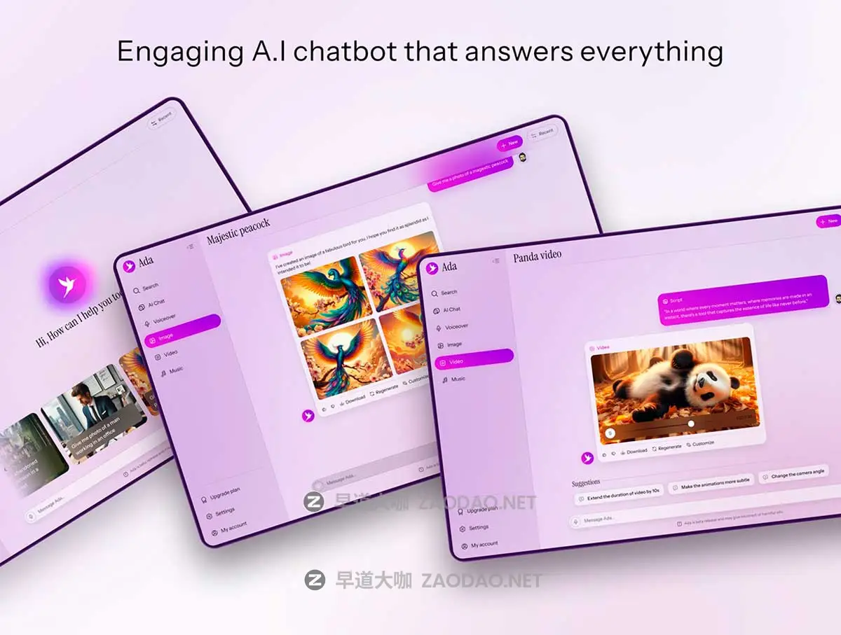 84屏响应式AI智能搜索图像图片视频生成器网站WEB UI界面设计Figma模板套件 Ada UI Kit插图5 84屏响应式AI智能搜索图像图片视频生成器网站WEB UI界面设计Figma模板套件 Ada UI Kit插图5