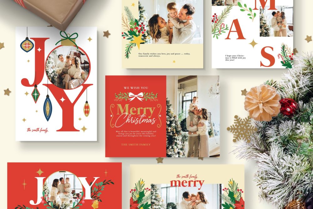 圣诞节新年明信片贺卡卡片ps/ai设计模版 Christmas Photocard插图