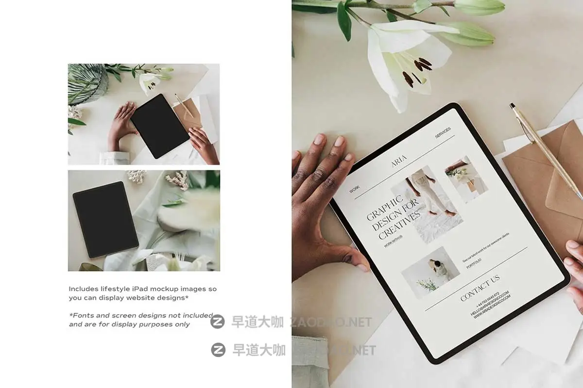 创意灰色调Ins风作品集UI界面品牌VI设计名片iPhone手机iPad平板帆布袋展示PS贴图样机模板 Aria Photo & Mockup Bundle插图1 创意灰色调Ins风作品集UI界面品牌VI设计名片iPhone手机iPad平板帆布袋展示PS贴图样机模板 Aria Photo & Mockup Bundle插图1