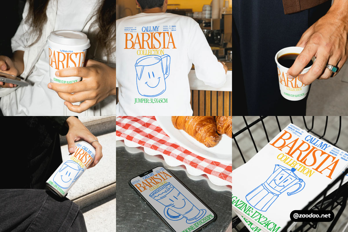 6款国外风咖啡VI品牌设计纸杯海报易拉罐T恤iPhone手机海报PS展示贴图样机模板 Bendito Mockup – Call My Barista Coffee Mockup Vol 1插图