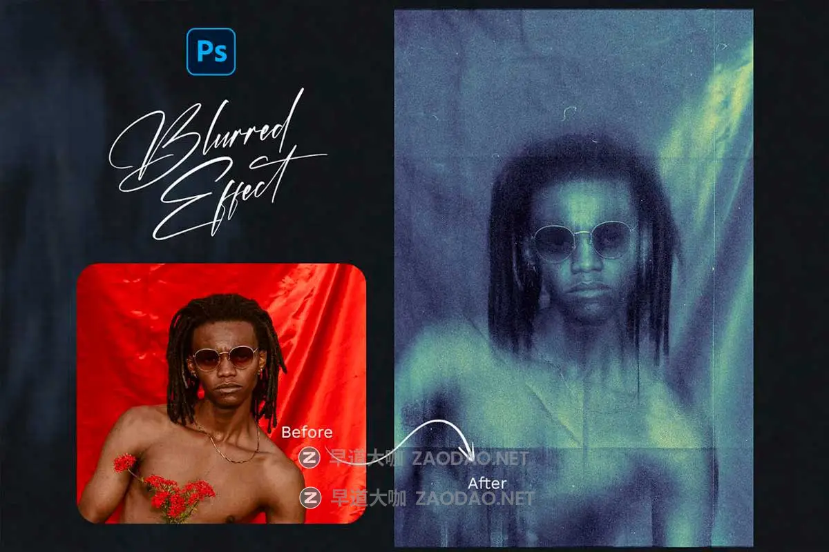 前卫动感模糊颗粒燥点肌理纹理潮流抽象艺术照片效果PS特效滤镜插件样机模板 Blurred Duotone Effect by Sko4插图1 前卫动感模糊颗粒燥点肌理纹理潮流抽象艺术照片效果PS特效滤镜插件样机模板 Blurred Duotone Effect by Sko4插图1