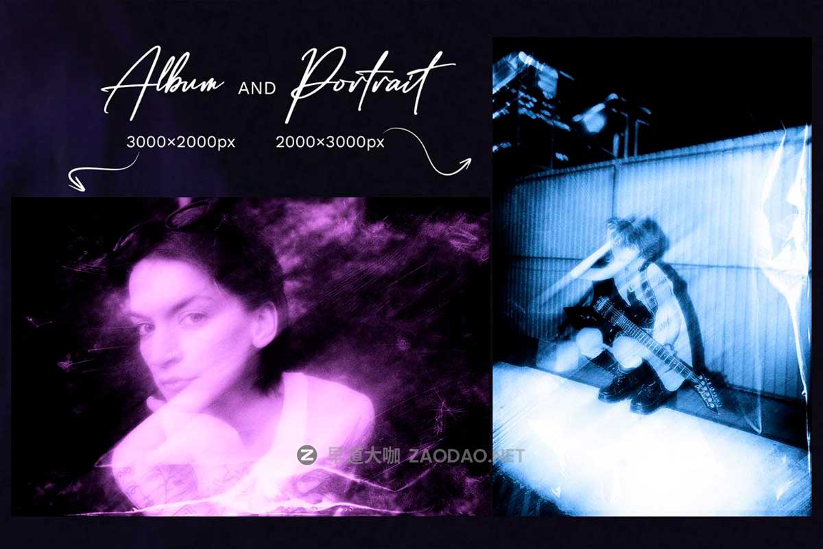 潮流动感模糊划痕做旧前卫颗粒燥点照片效果PS特效滤镜插件样机 Blurred Photo Effect插图3