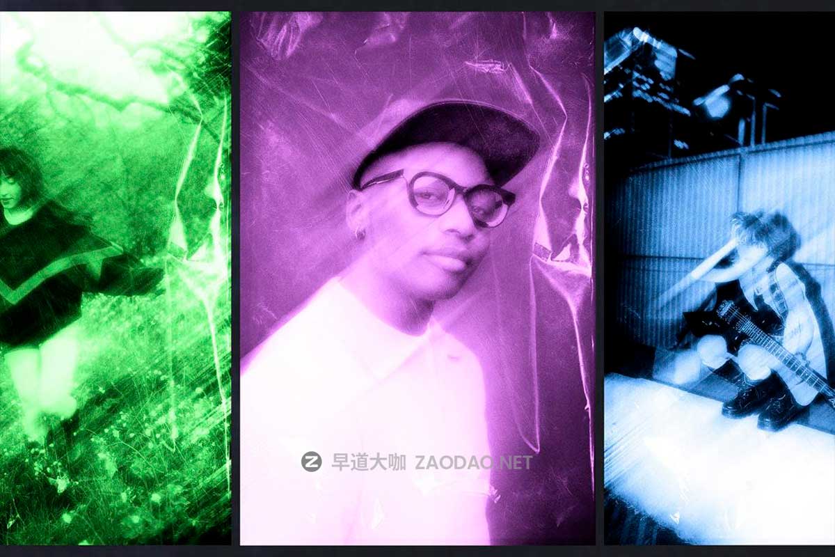 潮流动感模糊划痕做旧前卫颗粒燥点照片效果PS特效滤镜插件样机 Blurred Photo Effect插图5