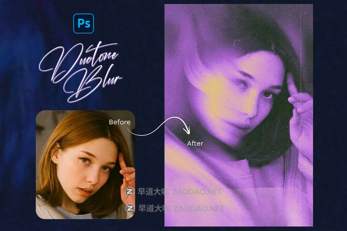 潮流双色调模糊颗粒照片效果PS特效滤镜插件样机模板素材 Duotone Blurred Photo Template插图4 潮流双色调模糊颗粒照片效果PS特效滤镜插件样机模板素材 Duotone Blurred Photo Template插图4