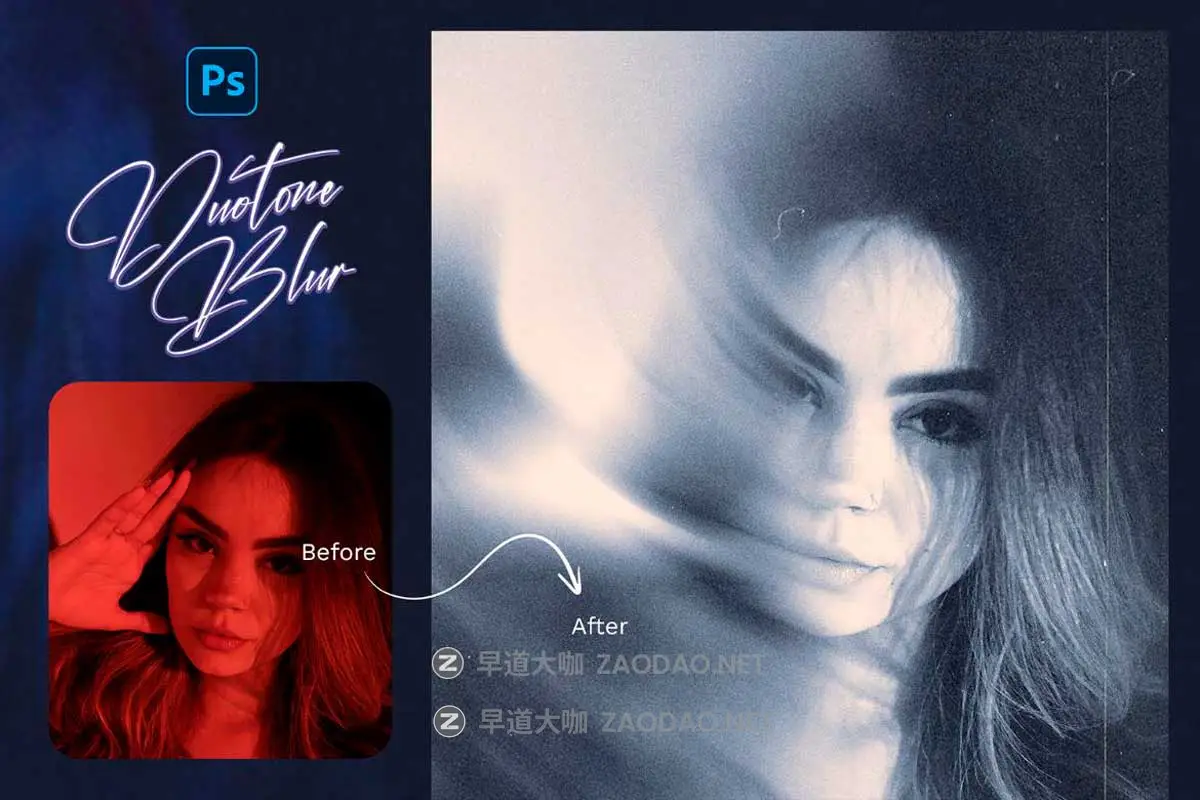 潮流双色调模糊颗粒照片效果PS特效滤镜插件样机模板素材 Duotone Blurred Photo Template插图5 潮流双色调模糊颗粒照片效果PS特效滤镜插件样机模板素材 Duotone Blurred Photo Template插图5
