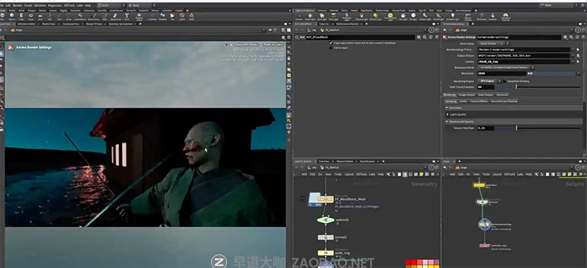 Houdini逼真日本武士打斗受伤血液斩首雨水场景特效教程 中英文字幕 Epic VFX Creation with Houdini: The Samurais’ Secrets插图4