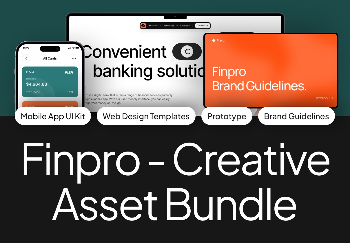 40+屏响应式SaaS数字银行服务网站WEB UI界面设计Figma模板+源码素材 Finpro – Creative Asset Bundle插图