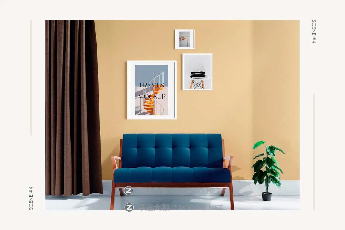 时尚室内客厅挂画海报艺术品设计PS展示效果图相框样机模板素材 Frames in Living Room Mockup插图3 时尚室内客厅挂画海报艺术品设计PS展示效果图相框样机模板素材 Frames in Living Room Mockup插图3