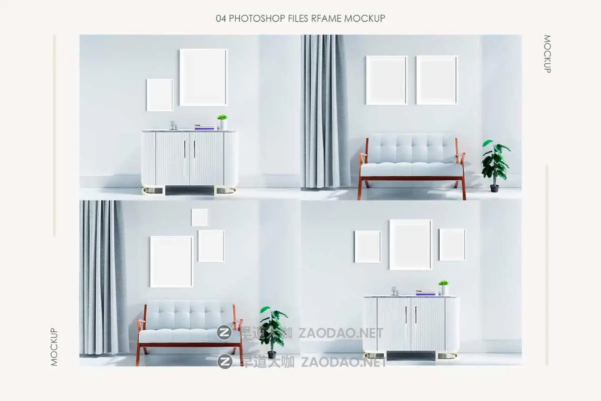 时尚室内客厅挂画海报艺术品设计PS展示效果图相框样机模板素材 Frames in Living Room Mockup插图5 时尚室内客厅挂画海报艺术品设计PS展示效果图相框样机模板素材 Frames in Living Room Mockup插图5