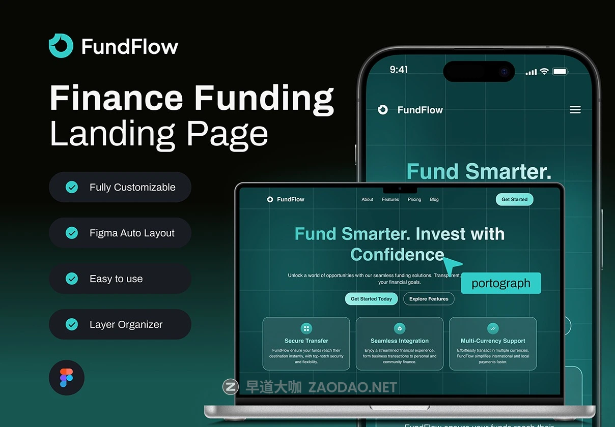响应式金融网络科技技术信息服务网站WEB UI界面设计Figma模板 FundFlow – Finance Funding Landing Page插图 响应式金融网络科技技术信息服务网站WEB UI界面设计Figma模板 FundFlow – Finance Funding Landing Page插图